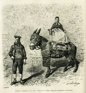 अंडोरा और अंडोरा। एडोअर्ड चार्टन (1807-1890), हैचेट, पेरिस द्वारा निर्देशित, ले टूर डू मोंडे 1888 में, गैस्टन वुइलियर की कहानी ले वैल डी'अंडोरा को चित्रित करने के लिए जी.वुइलियर द्वारा उत्कीर्णन।