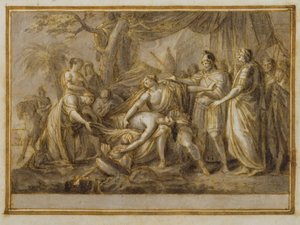 एच्लीस लेटरिंग द डेथ ऑफ पेट्रोक्लस, 1760-63 (कलम और स्याही और कागज पर धोना)