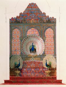 लिंडरहोफ में लुडविग द्वितीय के शाही महल में मूरिश मठ के मयूर सिंहासन के लिए डिजाइन द्वारा डेनियल वैन डेन क्यूबोर्न
