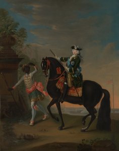 घोड़े की पीठ पर रूस की महारानी एलिजाबेथ 1709-1762, 1743-49 के बाद एक पृष्ठ द्वारा उपस्थित। द्वारा जॉर्ज क्रिस्टोफ ग्रोथ