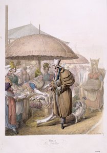 1831 में लेस हॉल में बाजार, (कागज पर wc) द्वारा जॉर्ज एमानुएल ओपित्ज़