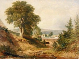 नहर एक्वाडक्ट क्रॉसिंग ए स्ट्रीम, c.1840-49 (कैनवास पर तेल) द्वारा जॉर्ज (attr।) हार्वे