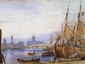 ओल्ड लंदन ब्रिज और साउथवार्क, c1830 द्वारा जॉर्ज बी कैंपियन