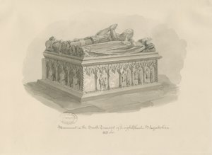 लेह चर्च - सर जॉन एस्टन का स्मारक: सीपिया ड्राइंग, 1841