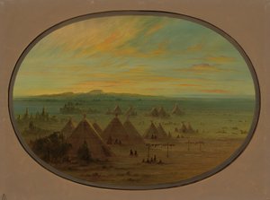 सैल्मन नदी पर एक कौवा गांव, 18551869। द्वारा जॉर्ज कैटलिन