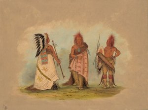 दो योद्धाओं के साथ एक पावनी प्रमुख, 18611869। द्वारा जॉर्ज कैटलिन