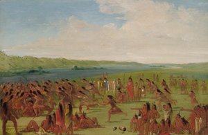महिलाओं का बॉल-प्ले, प्रेयरी डु चिएन, 1835-1836। द्वारा जॉर्ज कैटलिन
