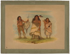 केमांचे प्रमुख, उनकी पत्नी और एक योद्धा, 1861 (कार्डबोर्ड पर चढ़ा हुआ तेल) द्वारा जॉर्ज कैटलिन