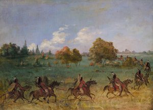 मार्च को कॉमंच वॉर पार्टी, पूरी तरह से सुसज्जित, 1846-1848। द्वारा जॉर्ज कैटलिन