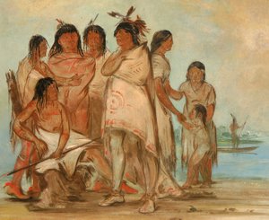 डु-कोर-री-ए, जनजाति के प्रमुख और उनका परिवार, 1830 द्वारा जॉर्ज कैटलिन