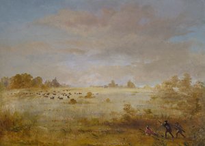 एक शरद प्रेयरी पर एल्क चराई, 1846-1848। द्वारा जॉर्ज कैटलिन