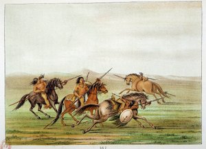 अमेरिका के भारतीय: घोड़े पर सवार योद्धा कमांडर प्रशिक्षण। जॉर्ज कैटलिन द्वारा चित्रण (1794-1872) द्वारा जॉर्ज कैटलिन