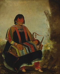 जू-आह-किस-गॉ, एक पालने में अपने बच्चे के साथ महिला, 1835। द्वारा जॉर्ज कैटलिन