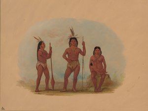 कलहोक्वाट चीफ, उनकी पत्नी और बेटा, 18551869। द्वारा जॉर्ज कैटलिन