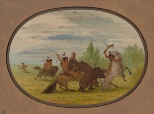Knistenex भारतीयों ने दो घड़ियाल भालू पर हमला किया, 18611869। द्वारा जॉर्ज कैटलिन