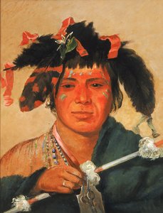 को-मान-ए-किन-ओ-हॉ, लिटिल व्हेल, ए ब्रेव, 1831। द्वारा जॉर्ज कैटलिन
