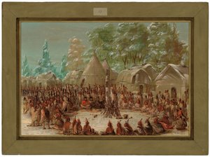 ला सैले की पार्टी इलिनोइस गांव में मनाई गई। 2 जनवरी, 1680 द्वारा जॉर्ज कैटलिन
