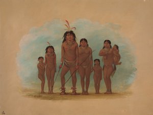 लेंगुआ चीफ, उनकी दो पत्नियां और चार बच्चे, 18541869। द्वारा जॉर्ज कैटलिन