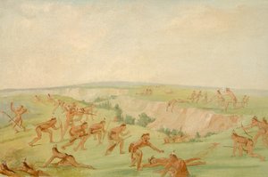 1832-1833 अरिकारा की एक पार्टी पर हमला करते मंडन। द्वारा जॉर्ज कैटलिन