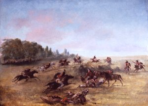 माउंटेड वॉर पार्टी स्कूरिंग अ थिक, 1846-1848। द्वारा जॉर्ज कैटलिन