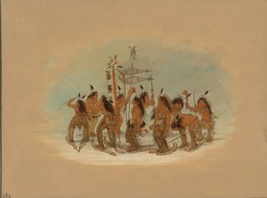 स्नो शू डांस - ओजिबेवे, 18611869। द्वारा जॉर्ज कैटलिन