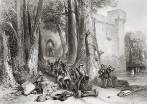 1644 में लेथम हाउस की घेराबंदी, डब्ल्यू। टोपहम द्वारा उकेरी गई द्वारा जॉर्ज कैटरमोल