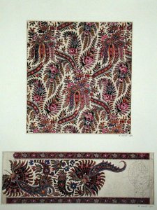 पैस्ले शॉल के लिए फैब्रिक डिजाइन, c.1871 (कागज पर गौचे)