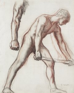 लड़के और आदमी के लिए नग्न अध्ययन, 1908 (कागज पर चाक)