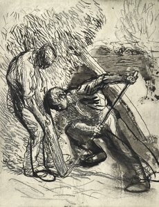 प्रॉपिंग द रिक, c.1900 (कागज पर पेंसिल, पेन और स्याही) द्वारा जॉर्ज क्लॉसन