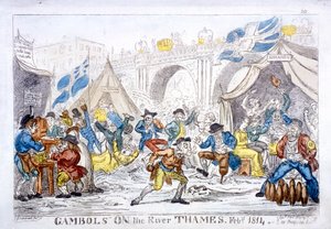 टेम्स नदी पर जुआ, फरवरी, 1814 द्वारा जॉर्ज क्रूइशांक