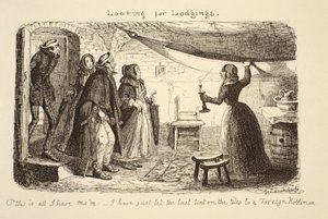 Lodgings, पब के लिए खोज रहे हैं। 1851 द्वारा जॉर्ज क्रूइशांक