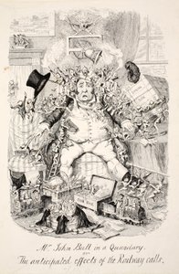 श्री जॉन बुल एक चतुर्थांश या रेलवे कॉल, पब के प्रत्याशित प्रभाव में। 1845 द्वारा जॉर्ज क्रूइशांक