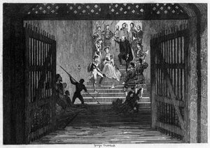 राजकुमारी एलिजाबेथ को कैदी के रूप में लंदन के टॉवर, 1554 1840 में लाया गया। द्वारा जॉर्ज क्रूइशांक