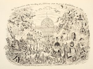 1851 के महान प्रदर्शन से पब ऑफ ऑल नेशंस का फैलाव। 1851 द्वारा जॉर्ज क्रूइशांक