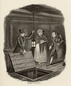 चार्ल्स डिकेंस (1812-70) 1838 के &39;द एडवेंचर्स ऑफ ऑलिवर ट्विस्ट&39; से सबूत नष्ट हो गए हैं, जो चैपमैन und हॉल, 1901 द्वारा प्रकाशित किया गया था। द्वारा जॉर्ज क्रूइशांक