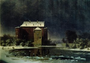 हॉन्टेड हाउस इन द स्नो, 1848 (तेल) द्वारा जॉर्ज एमिल लिबर्ट