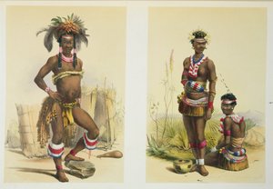 N&39;Pae a Young Zulu in Gala ड्रेस और किंग पांडा की डांसिंग गर्ल्स में से दो, &39;द काफिर इलस्ट्रेटेड&39; से प्लेट 19, 1849