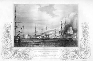 क्रीमिया युद्ध, 1854 1857 के दौरान, ओडेसा, यूक्रेन की बमबारी। द्वारा जॉर्ज ग्रेटबैच