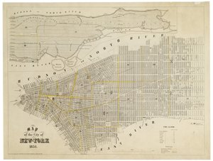 न्यूयॉर्क शहर का मानचित्र, 1854 (नक्काशी, कागज पर स्याही)