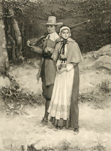 रविवार की पूजा के रास्ते में प्यूरिटन दंपति, 1885 में थॉमस गोल्ड एपलटन द्वारा उत्कीर्ण किए गए