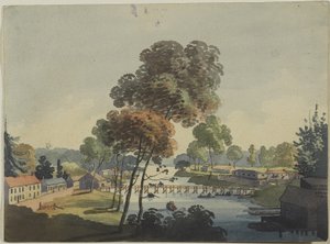 नियाग्रा के झरने के पास चिप्पवा गाँव, c.1801 (wow पेपर पर wc)