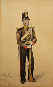 1854 में रॉयल मरीन आर्टिलरी का रंग सार्जेंट, (कागज पर wc)