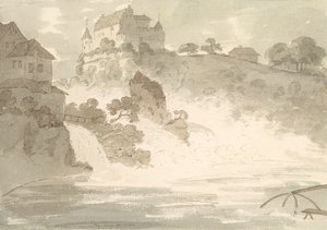 Schauffhausen, 1782 में जलप्रपात (कागज पर पेन और स्याही के साथ ग्रेफाइट पर)