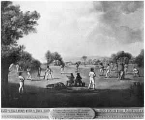 एक क्रिकेट मैच, 18 वीं सदी 1912। द्वारा जॉर्ज मोरलैंड