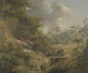 पहाड़ी देश में फॉक्सहंटिंग (कैनवास पर तेल) द्वारा जॉर्ज मोरलैंड