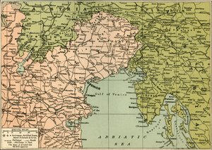 इतालवी लड़ मोर्चा, 1919 का नक्शा।