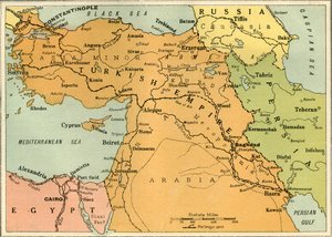 मेसोपोटामिया अभियान का चित्रण करने के लिए नक्शा, 1919।