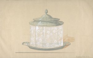 सिल्वर बेस और कवर के साथ ग्लास बॉक्स के लिए डिज़ाइन, 1820-65। द्वारा जॉर्ज रिचर्ड्स एल्किंगटन