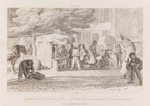 फ्रूट स्टाल, पेरिस, c.1821 (ईचिंग) द्वारा जॉर्ज रॉबर्ट लुईस