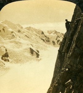 एक खतरनाक चढ़ाई, माउंट माल्ट ब्रून, न्यूजीलैंड, c1909।